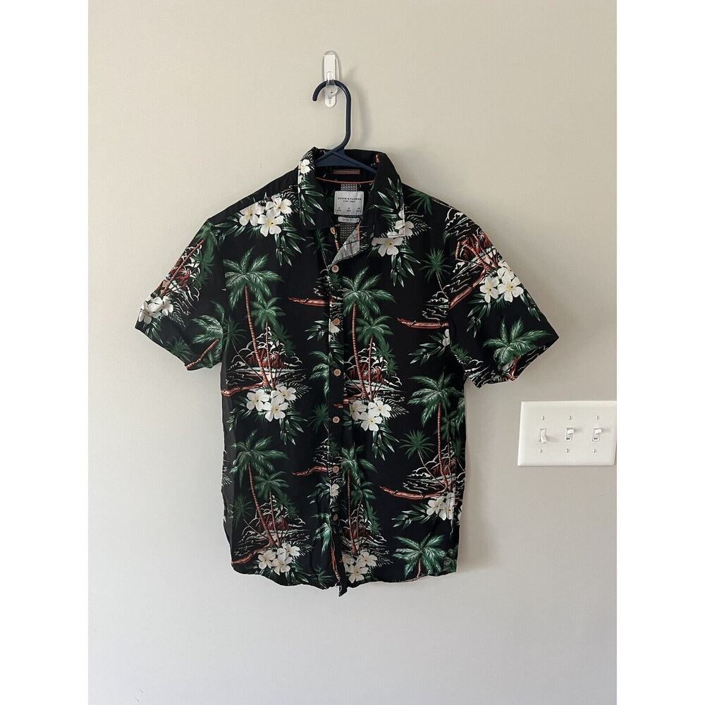 Denim And Flower Ricky Singh Slim Fit Tropical Button Down Shirt Size Mens Med